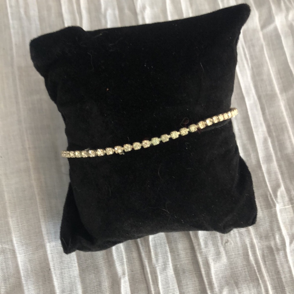 Gold braided & faux diamond studded bangle bracelets & thin delicate tennis - Picture 2 of 10